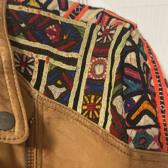 Free People Embellished Leather Jacket 12 - Picture 6 of 15